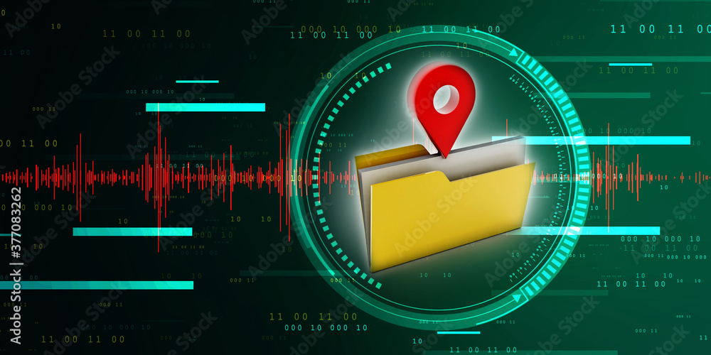 Poster 3d rendering travel and navigation planning, concept with folder