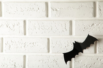 Halloween paper bat on white background. Halloween concept.