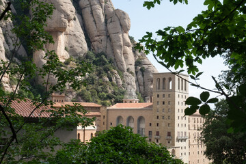 Fototapeta na wymiar Montserrat is a spectacularly beautiful Benedictine monk mountain located near Barcelona, Spain