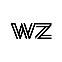 Fototapeta premium initial letter wz line stroke logo modern