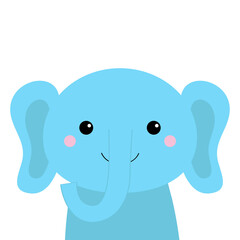 Elephant animal icon. Cute cartoon kawaii baby character. Funny face head. Notebook cover tshirt. Baby greeting card print template. White background. Flat design.