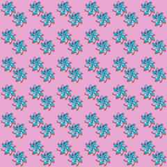 Creative seamless pattern of shiny pink-turquoise holographic children's toys wind spinners on pastel pink background. Square photo.