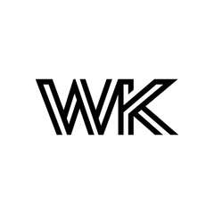 initial letter wk line stroke logo modern