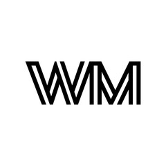 initial letter wm line stroke logo modern