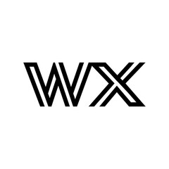 initial letter wx line stroke logo modern