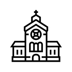 church building line icon vector. church building sign. isolated contour symbol black illustration