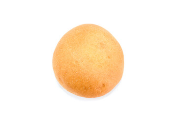 round small bun isolated on white background. View from above.