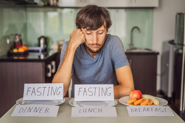 Intermittent fasting during lunch and dinner. Intermittent fasting concept, top view