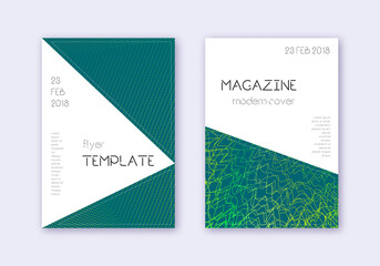 Fototapeta premium Triangle cover design template set. Green abstract