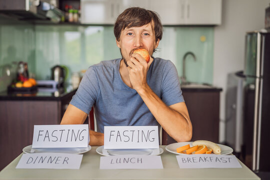 Intermittent fasting during lunch and dinner. Intermittent fasting concept, top view