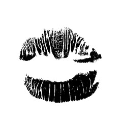 Lips track print. Stamp of mouth isolated on white background. Vector illustration.