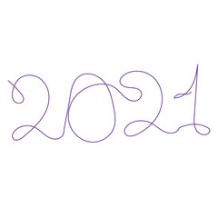 isolated, drawing continuous new year 2021