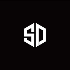 Initial S D letter with polygon modern style logo template vector
