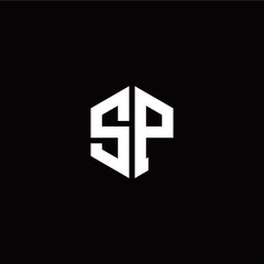 Initial S P letter with polygon modern style logo template vector