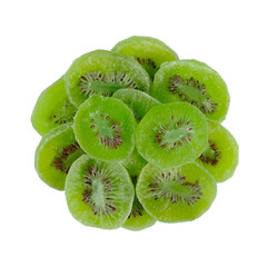 Dehydrated Kiwi isolated on white background, top view.