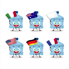 Gallon cartoon character bring the flags of various countries