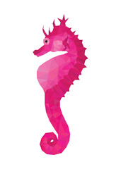 Pink fuchsia seahorse vector, polygonal futuristic logo design illustration © drosostalitsa