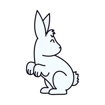 cute rabbit icon, line and fill style