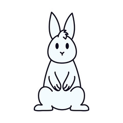 cute bunny icon, line and fill style