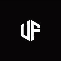 Initial U F letter with polygon modern style logo template vector