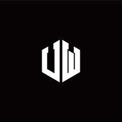 Initial U W letter with polygon modern style logo template vector