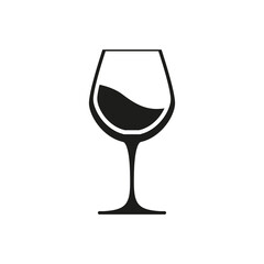 Wine icon. The glass is filled with wine. Simple vector illustration on a white background