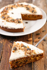 carrot cake with fresh nuts