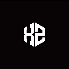 Initial X Z letter with polygon modern style logo template vector