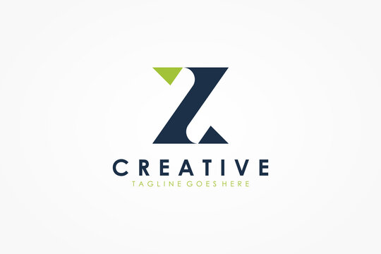 Abstract Initial Letter Z Logo. Blue and Green Geometric Shape Arrow Style isolated on White Background. Usable for Business and Branding Logos. Flat Vector Logo Design Template Element.