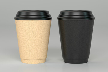 cardboard two cup of coffee isolated mockup. coffee package