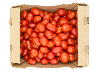 Red tomatoes in a cardboard box
