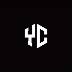 Initial Y C letter with polygon modern style logo template vector