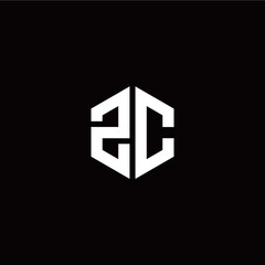 Initial Z C letter with polygon modern style logo template vector