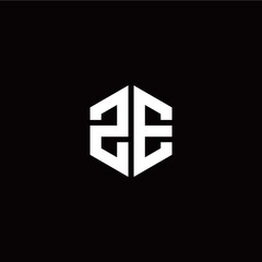 Initial Z E letter with polygon modern style logo template vector