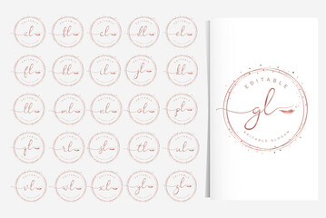 Eyelashes monogram letter logo collection template