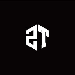 Initial Z T letter with polygon modern style logo template vector