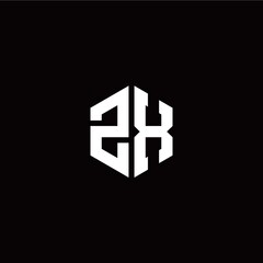 Initial Z X letter with polygon modern style logo template vector