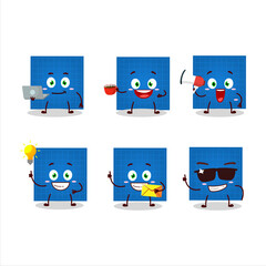 Blueprint paper cartoon character with various types of business emoticons