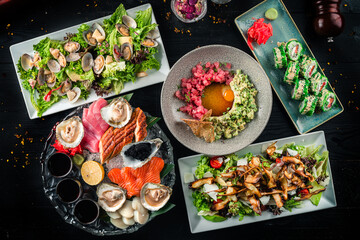 dinner in a Japanese restaurant set table