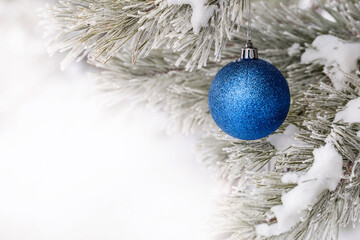 Christmas decorations on the pine branch