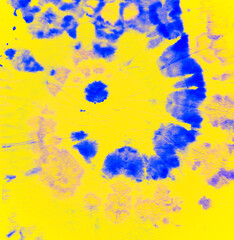 Tie Dye Fabric. Yellow Batik Print. Abstract 