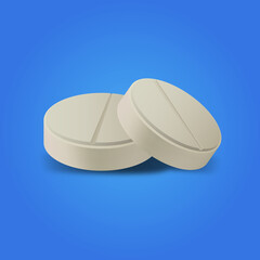 medical pills on blue background