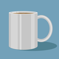 Cup with coffee on blue background