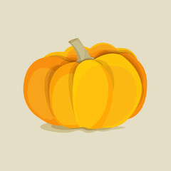 Autumn vegetable yellow pumpkin on a light background. Halloween. Vector file.