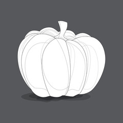 Pumpkins. A sketch on a gray background for Halloween. Vector file, black and white.