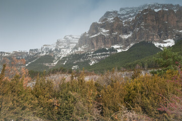 Cliff of Mondarruego in Ordesa and Monte Perdido National Park. Pyrenees. Huesca. Aragon. Spain.