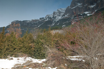 Cliff of Mondarruego in Ordesa and Monte Perdido National Park. Pyrenees. Huesca. Aragon. Spain.