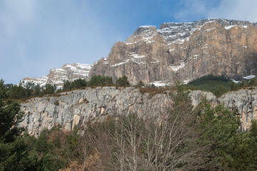 Cliff of Mondarruego in Ordesa and Monte Perdido National Park. Pyrenees. Huesca. Aragon. Spain.