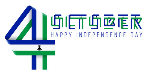 October 4, Independence Day of Lesotho congratulatory design with national flag elements.