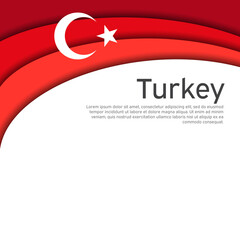 Abstract waving turkey flag. Paper cut style. Creative background for the design of patriotic Turkish holiday cards. National poster. Cover, banner in national colors of turkey. Vector illustration
